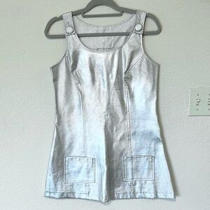 Vintage 90s Y2K 2000s futuristic funky silver metallic long top micro mini dress